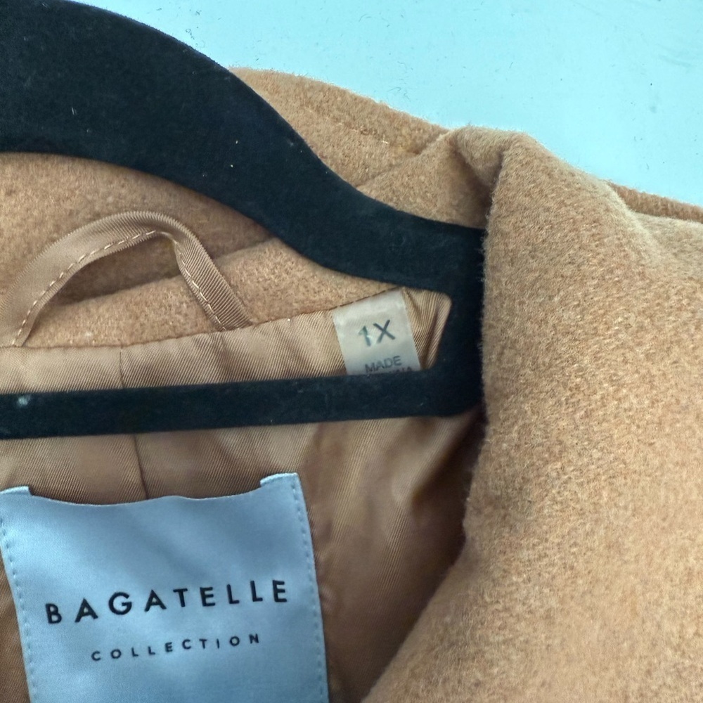 Bagatelle Lined Wool Blend Camel Belted Trench Coat Size 1X - Picture 8 of 13